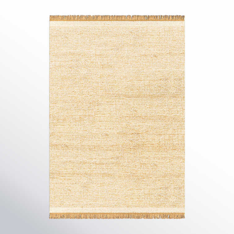 Cierra Solid Color Hand Braided Wool Area Rug in Light Beige