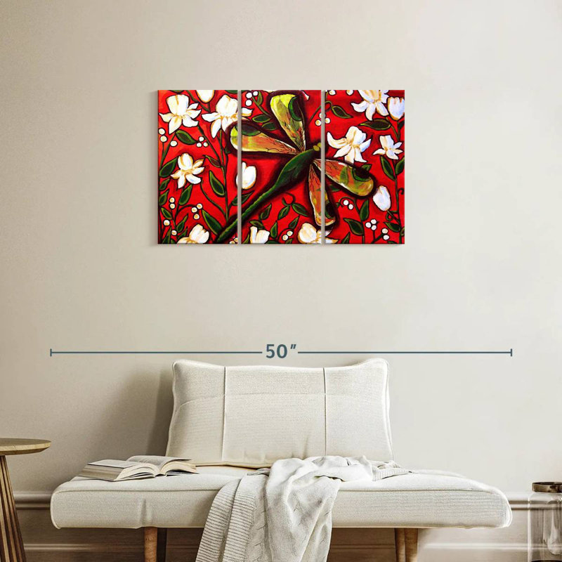Dragonfly On Red, 20" H x 33" W