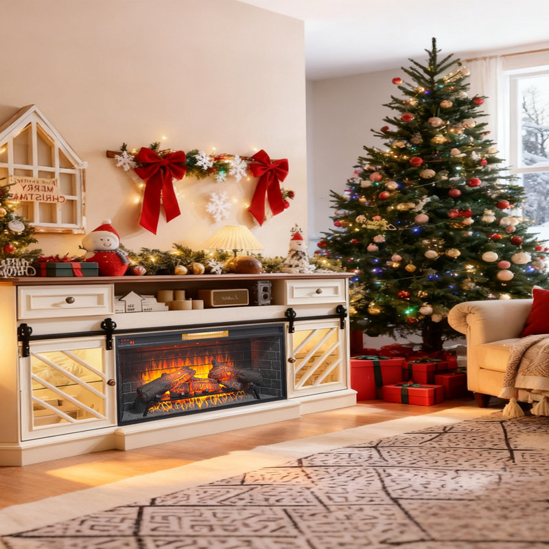 42 Inch Infrared Electric Fireplace With Removable Trim, Csa/ul Certified, 1500w/5018 Btu Heater, 8h Timer, 4 Flame Brightness Levels, Western Modern Style With Speaker