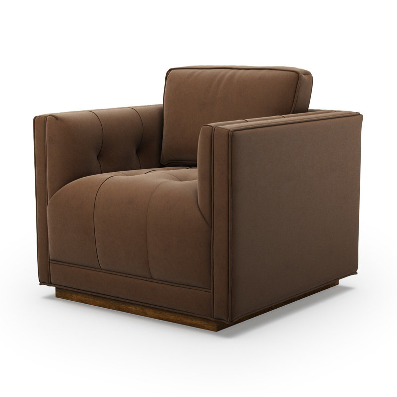 Kiera Swivel Chair-Amici Tobacco, Maestro Cigar Top Grain Leather, Weathered Sepia