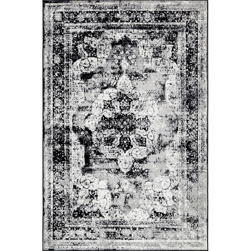 Tapis à motif oriental gris Oneita, Rectangle 4 pi x 6 pi