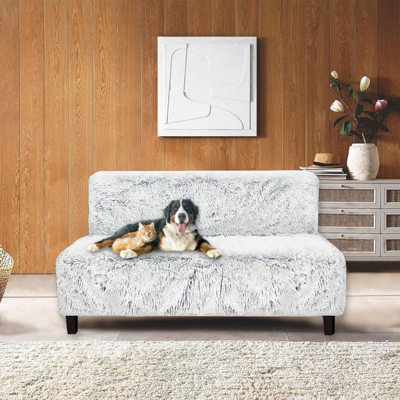 Housse pour canapé à coussins carrés antidérapants résistante à l'eau, Gris, H 2 po x l 72 po x P 80 po