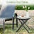 Folding Patio Side Table with Tempered Glass Tabletop