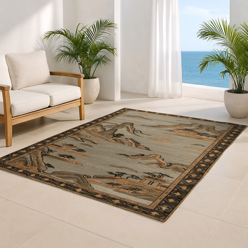 ArtDeco Gray Indoor and Outdoor Area Rug, Rectangle 4' x 6'