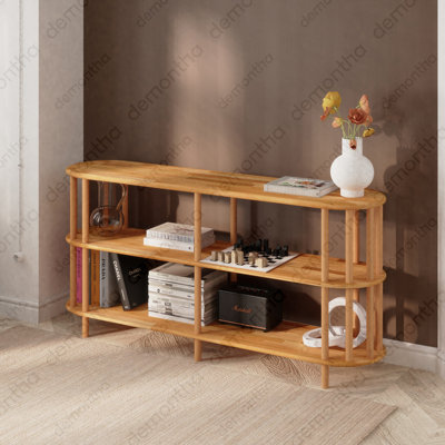 Kyoto Low Bookcase – Long Wooden Bookshelf by Demontha