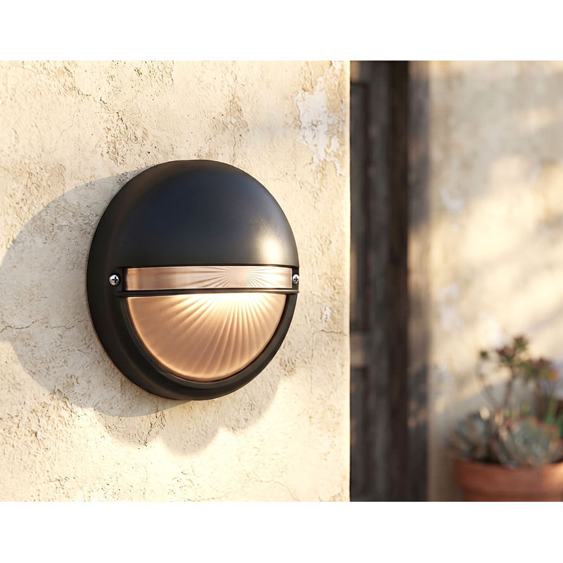 Classic Matte Black 19cm H Frosted Glass Outdoor Bulkhead Light, Small