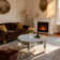 Glass Round Coffee Table Mirrored Diamonds Inlay
