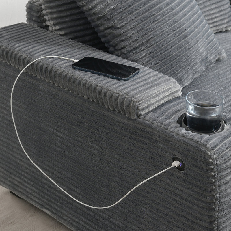 Canapés modulaires avec rangement, canapé d'angle moderne en velours côtelé de 104 pouces pour la maison