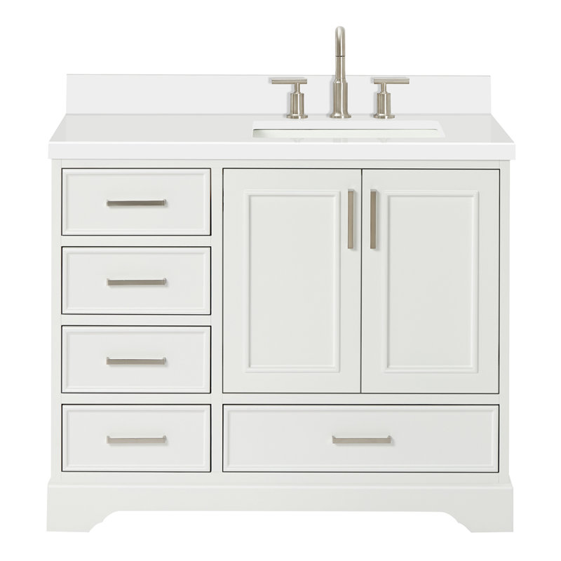 Ensemble de meuble-lavabo simple 43 po avec plateau Abshire, Blanc