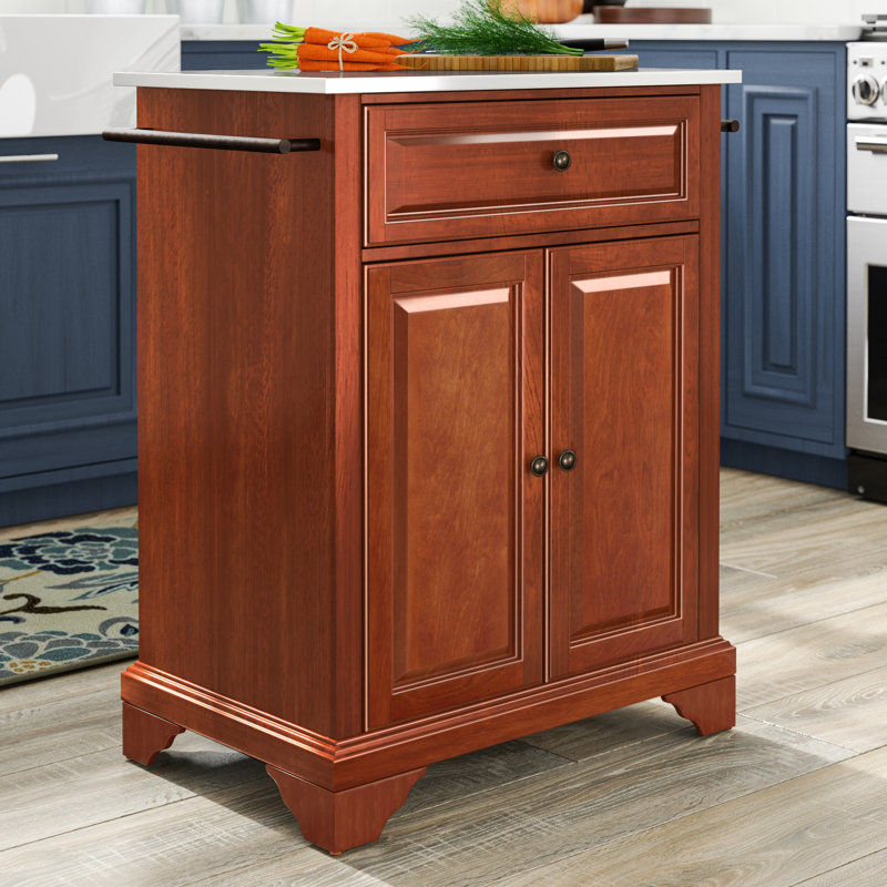 Chariot de cuisine avec plateau en acier inoxydable Hedon, Cerisier classique