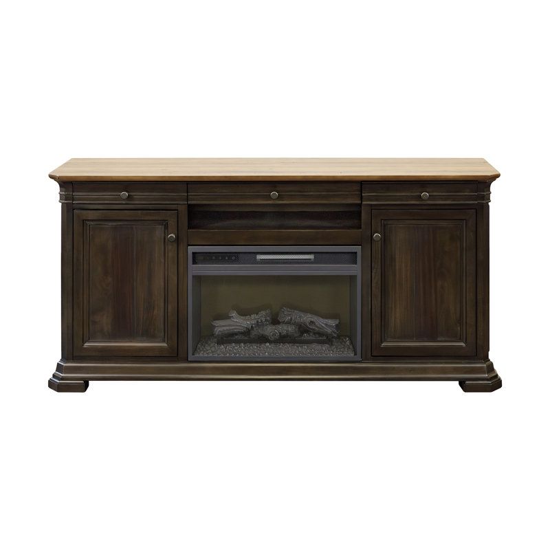 Console de foyer Oloughlin, rangement pour divertissement, meuble télé, entièrement assemblé, H 32 po x l 68 po x P 17 po