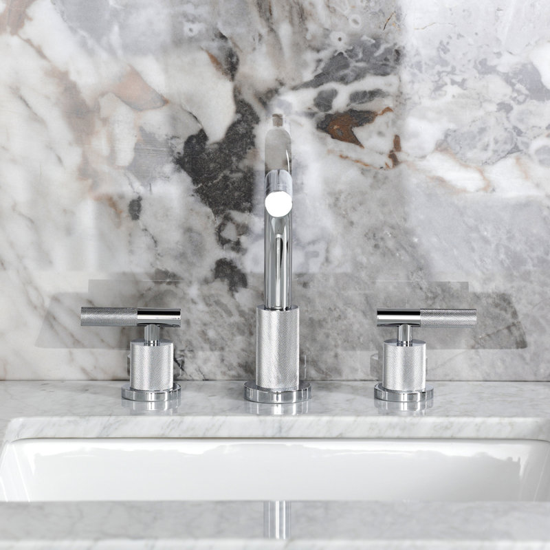 Kingston Brass Convergent Two-Handle 3-Hole Deck Mount Widespread Bathroom Faucet with Knurled Handle and Brass Pop-Up Drain