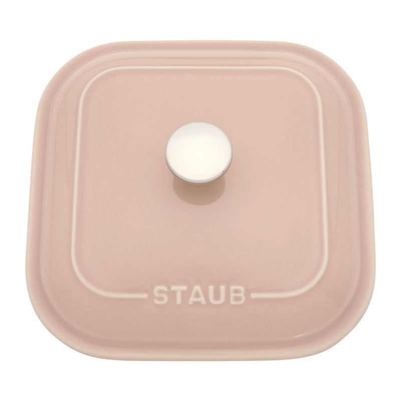 Staub Ceramic 4-Pc Baking Pans Set, Casserole Dish With Lid, Brownie Pan, Citron, Light Pink