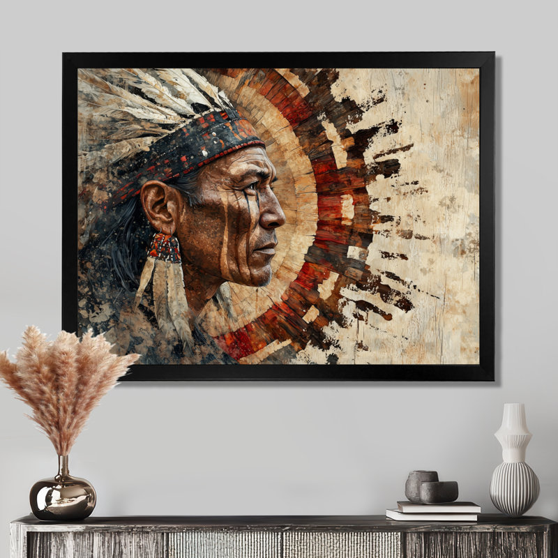 Halterman Native American Warrior Energy Of Forest V - Native American Warrior, art mural, H 30 po x l 40 po