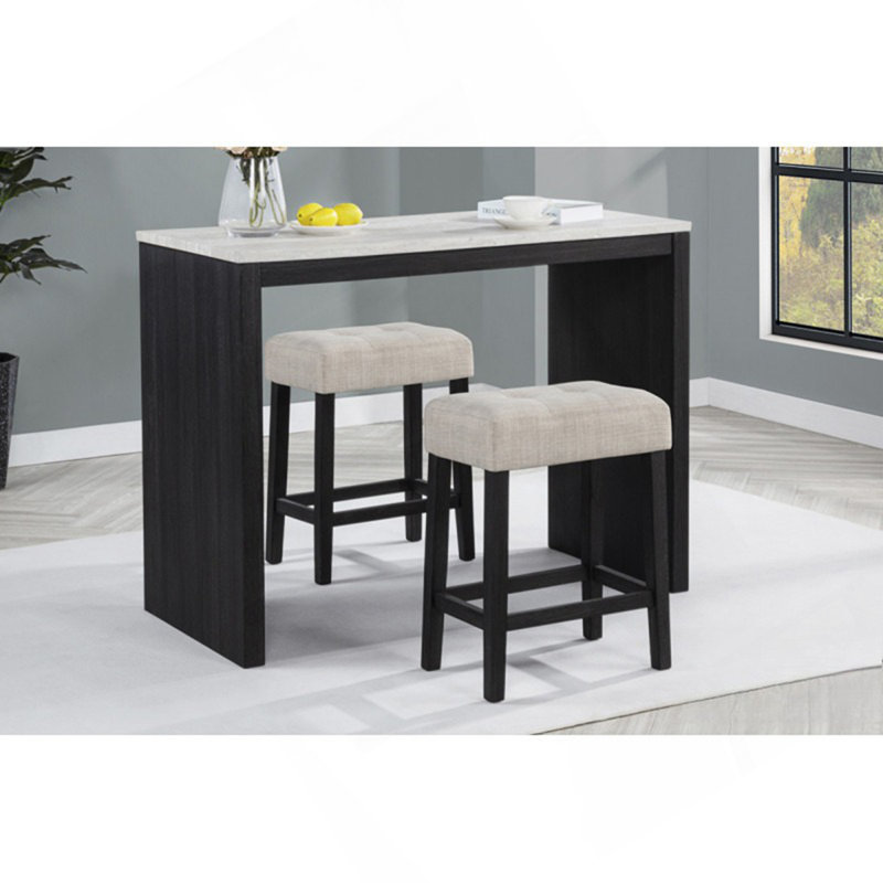 Tabouret de bar noir / beige en polyester (ensemble de 2), tabouret de bar sans dossier pour la salle à manger
