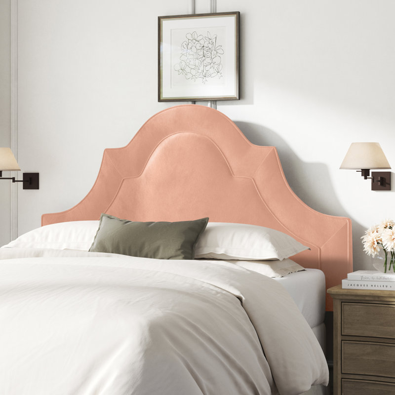 Aurella Upholstered Headboard, Blush Velvet, Full