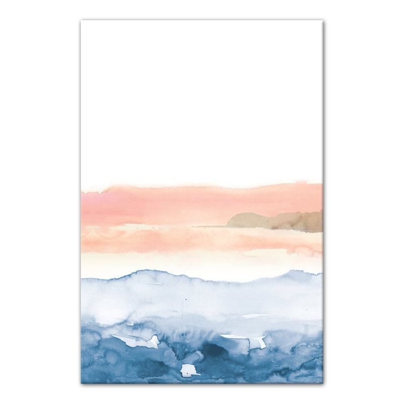 Wrought Studio™ 'Navy and Blush Pink Watercolor' Graphic Art Print on ...