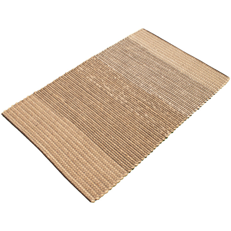 Tapis décoratif en laine brun clair tressé à la main à rayures