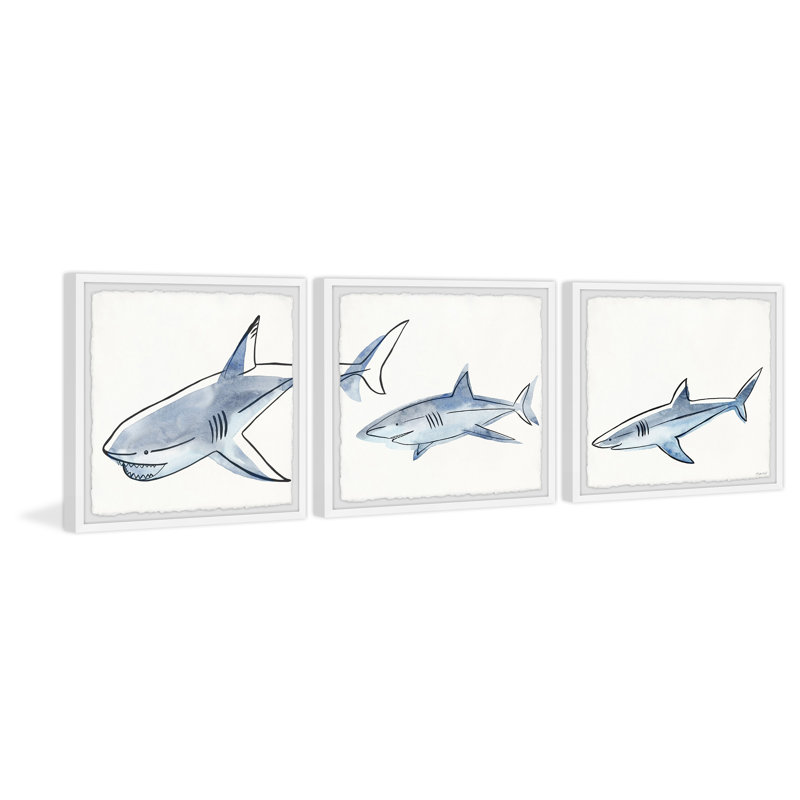 Mary-Alice Shark Frenzy, ensemble de 3 pièces, reproduction encadrée, H 32 po x l 32 po