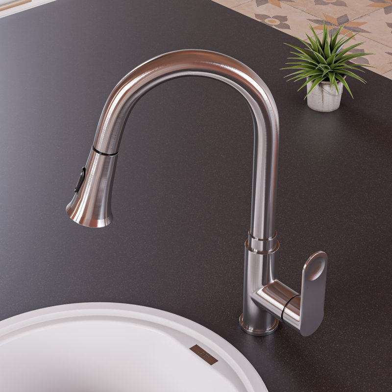 Alfi Brand Pull Down Kitchen Faucet, Brushed Nickel