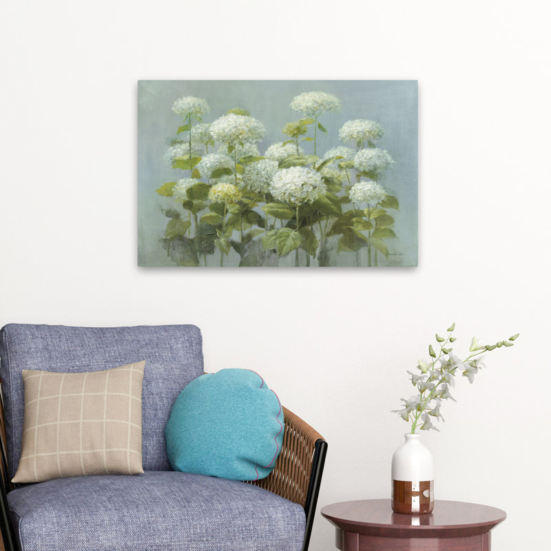 Art floral de jardin hortensia blanc et floral, H 16 po x l 24 po
