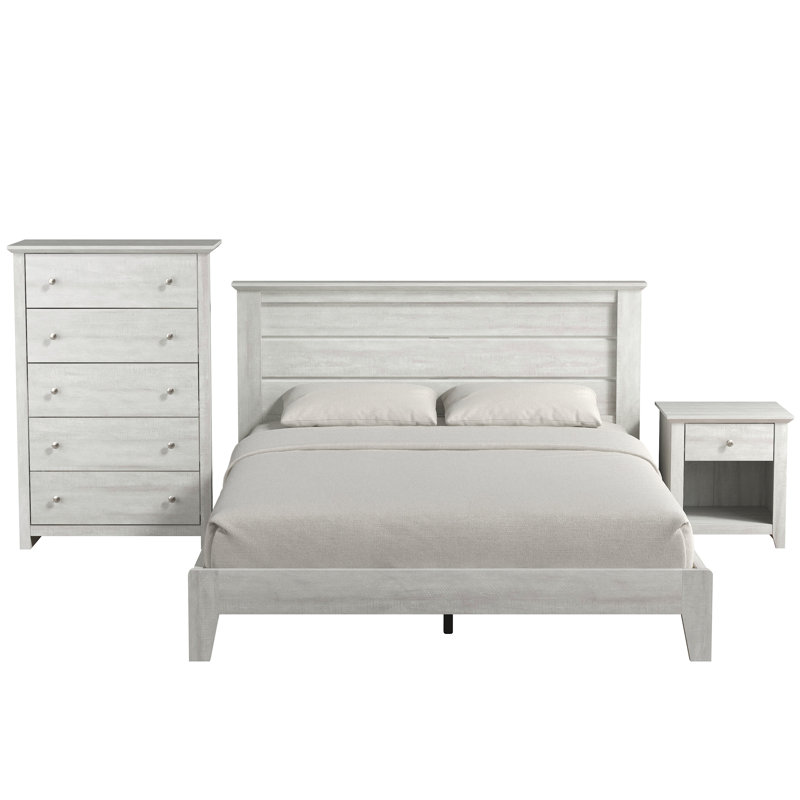 Tevrat 3 Pieces Bedroom Sets, Queen, Dusty Gray Oak