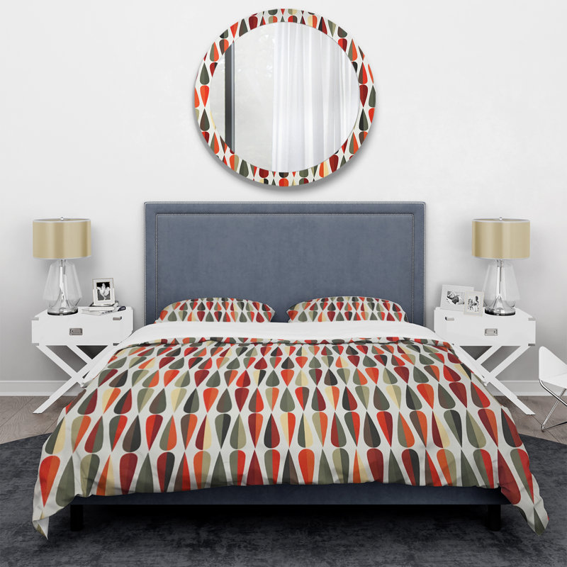 Ensemble de literie de style rétro Mid-Century rétro Art déco, Housse de couette double / grand et 2 taies décor