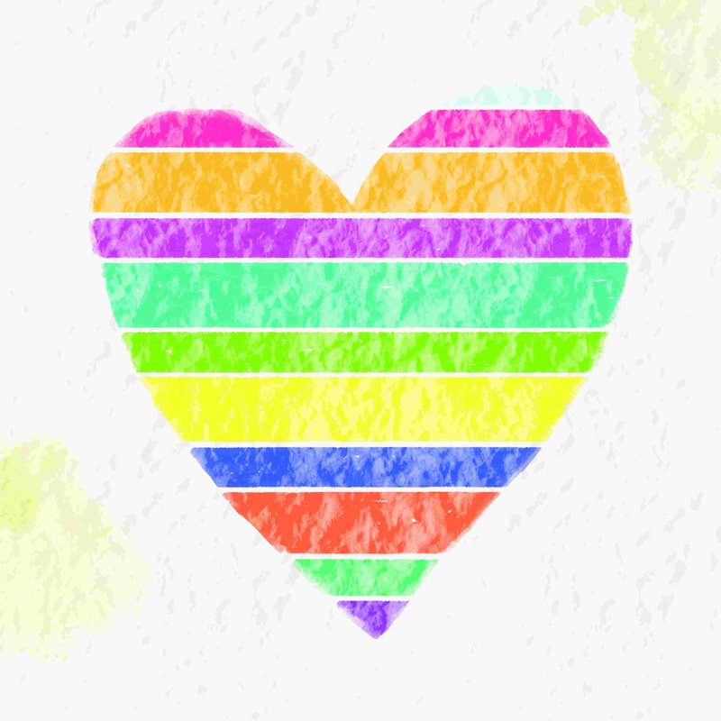 Watercolor Rainbow Heart - peinture sur toile tendue, H 20 po x l 20 po