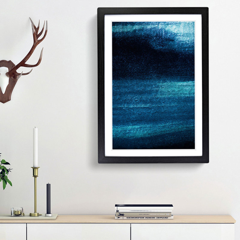 Midnight Blue in Abstract - Picture Frame Graphic Art Print, Black Framed, 65cm H x 48cm W x 2cm D