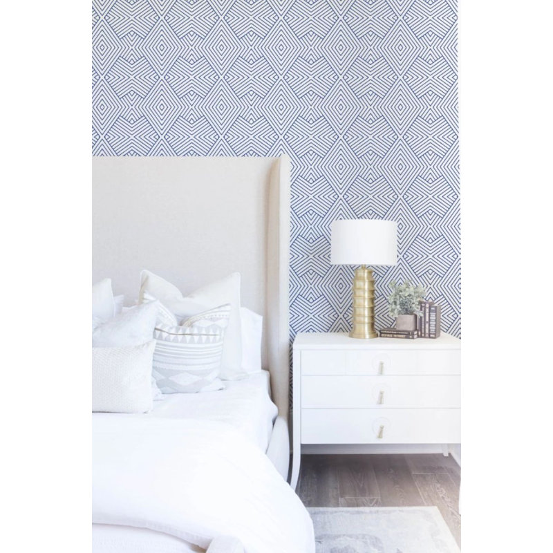 Rouleau de papier peint formation L 10 pi x l 24 po, Bleu Yves, Autocollant, Vinyl