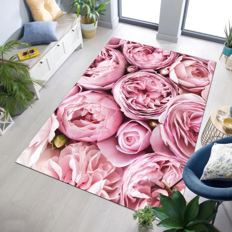 Stylish Non-Woven Thin Type Printed Rug with Elegant Floral Design for a Classic Touch in Your Home Decor