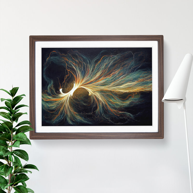 XH1022-3003X Electricity Art Painting Vol.1 - Single Picture Frame Print, 25cm H x 34cm W x 2cm D, Walnut