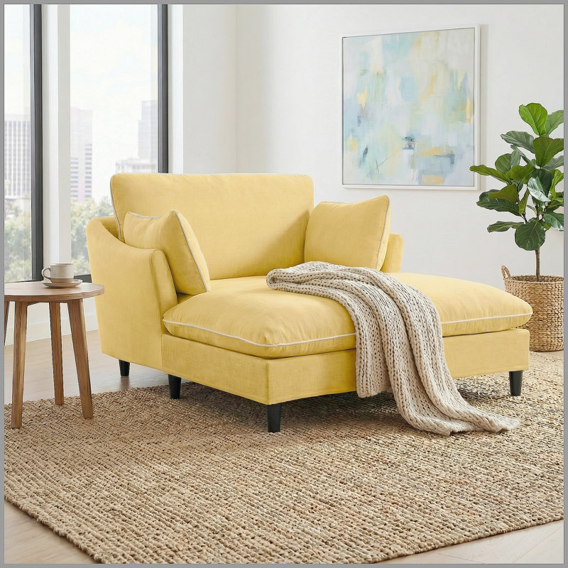 Canapé-lit 51,2 po Modern, Chenille jaune