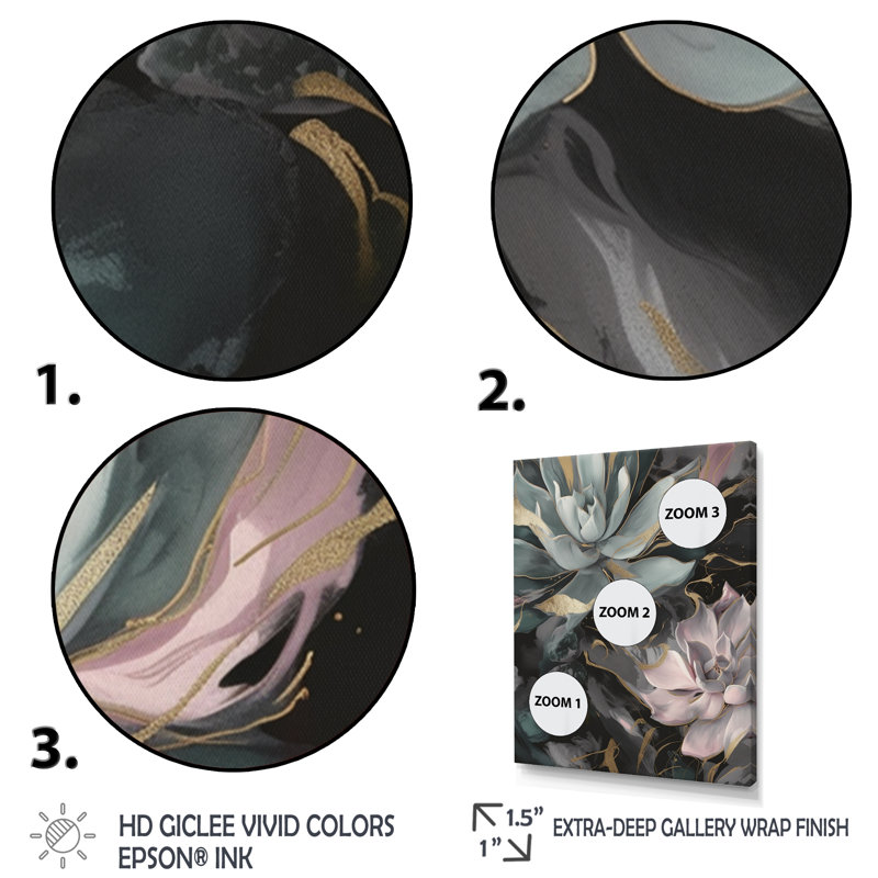 Serenade verte des plantes grasses II - impression, H 20 po x l 12 po x P 1 po, Cadre flottant noir