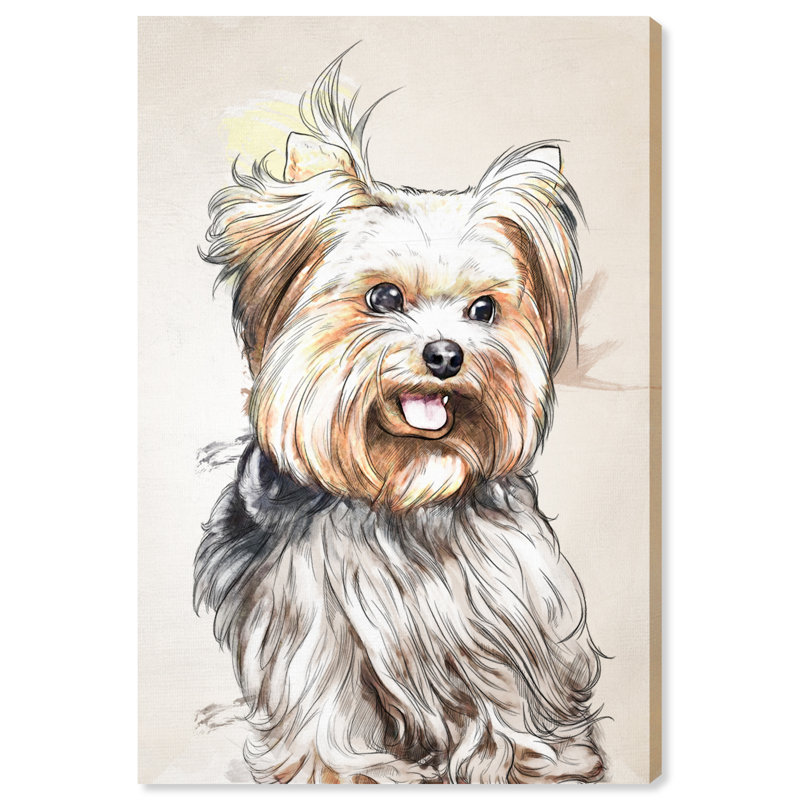 «Yorkie», reproduction d'aquarelle sur toile, H 36 po x l 24 po
