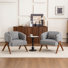 Mid Century Upholstered Arm Accent Chair with Solid Wood Legs