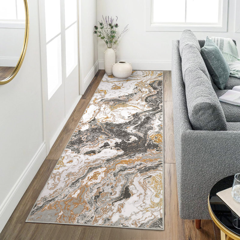 Abstract Machine Washable Rug with Rubber Backing Non-Slip Area Rug for Living Room Bedroom Dining Room Office