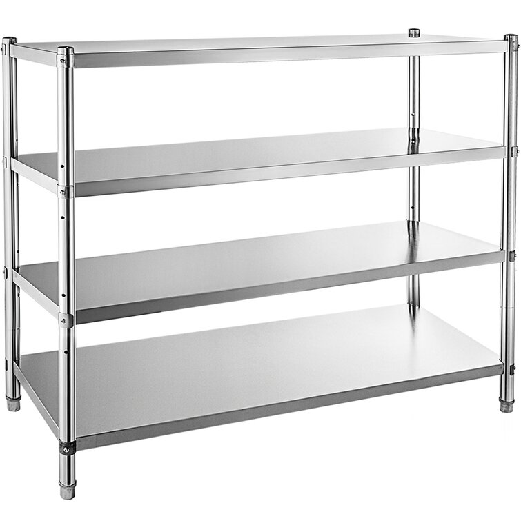 VEVOR Stainless Steel Shelving 60x18.5 inch 4 tier Adjustable Shelf Storage  Unit Stainless Steel Heavy Duty Shelving for Kitchen Commercial Office