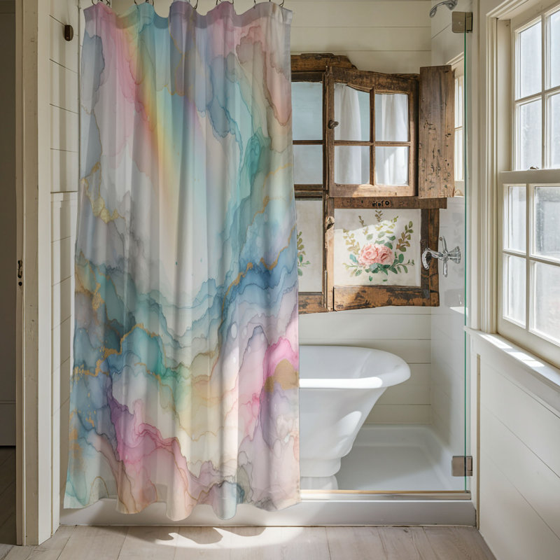 Rideau de douche standard 1 pièce Rainbow Glow Dream, H 74 po x l 71 po