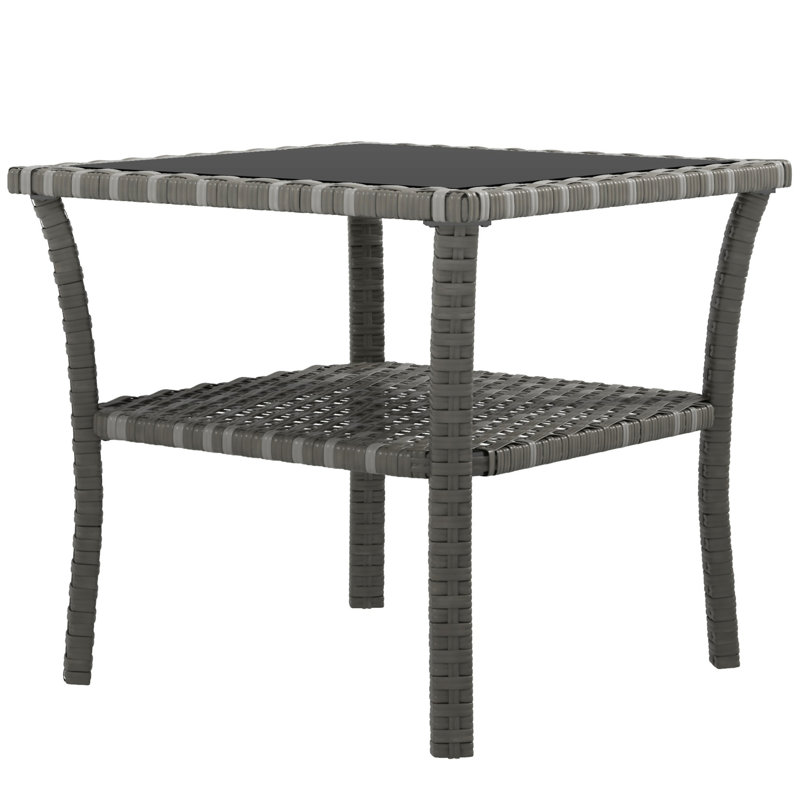 Outsunny Rattan Side Table （Only Include Table), Gray