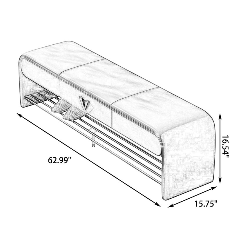 Banc de rangement rembourré pour chaussures, Café