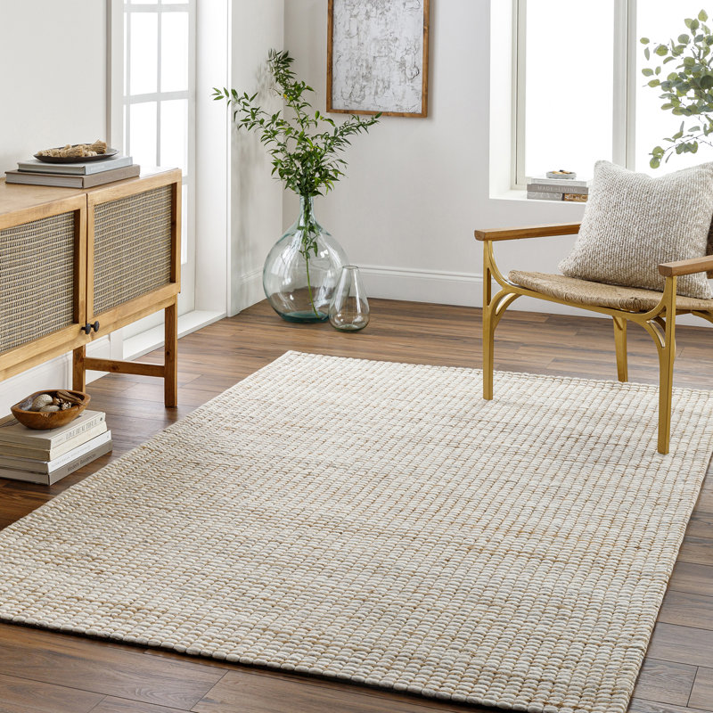 Moroccan Hand Woven Area Rug, Off-White/Tan, Rectangle 183 x 275 cm