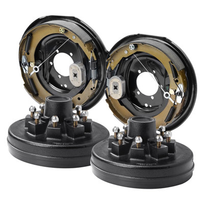 Electric Trailer Brake Kit, 12" x 2", 8 on 6.5" B.C., for 7000 lbs Axle, 5-Hole, 1 Pair Hub Drum Kit, Self-Adjusting Brake Assembly with Backing Plates