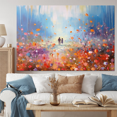 Couple marchant dans une romance artistique - Couple, reproduction d'art sur toile