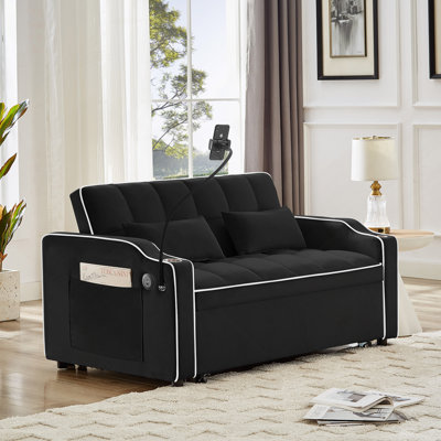 Versatile Foldable Sofa Bed, Modern Sofa, Pull-Out Bed With Adjustable Back And Usb Port, Comfy Couch