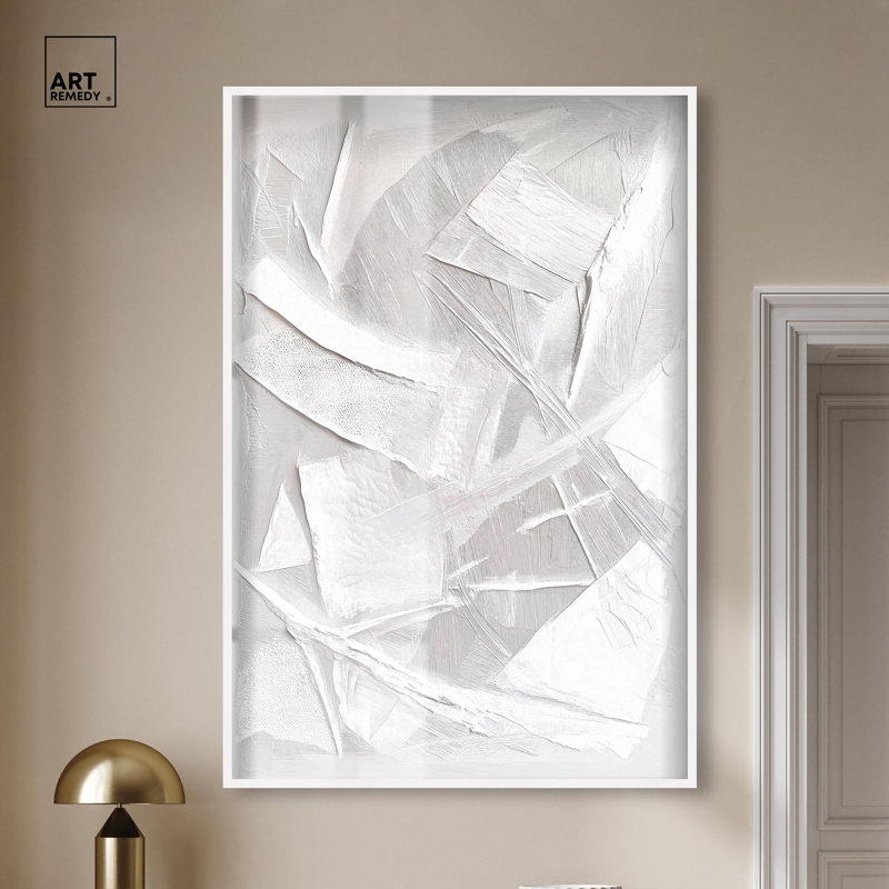 "Thick White Texture II", art mural blanc par Art Remedy, H 55 po x l 37 po, Blanc