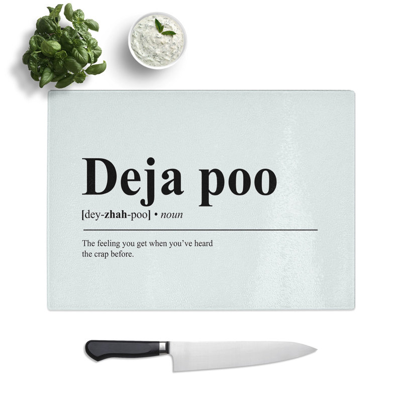 Deja Poo Typography Chopping Board, 0.4cm H x 28.5cm W x 39cm L