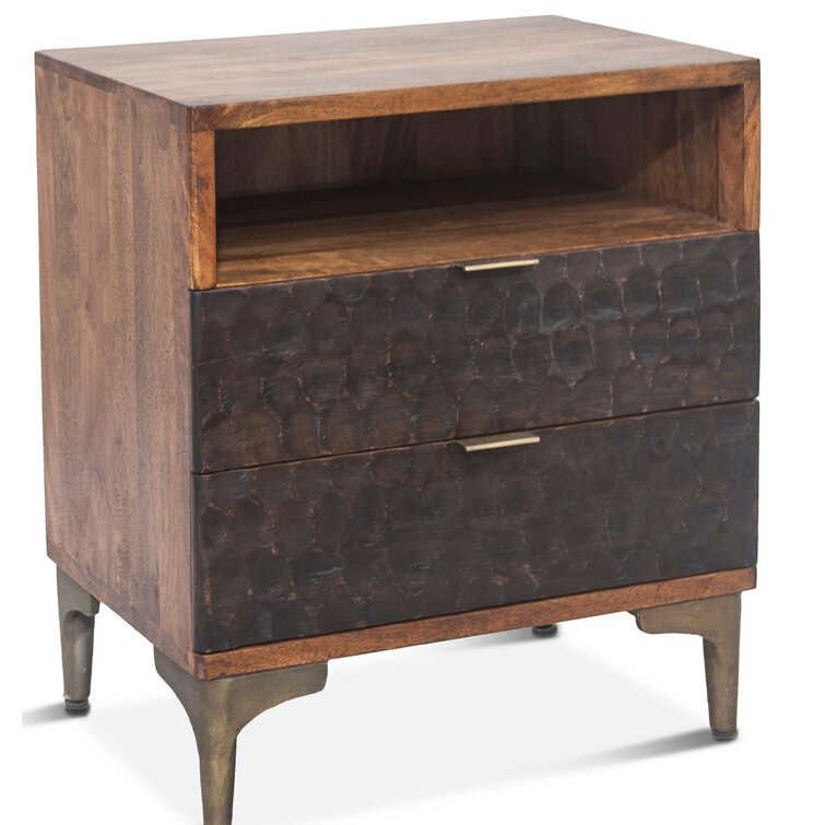 Ilford Two Tone Mango Wood 2 Drawer Nightstand