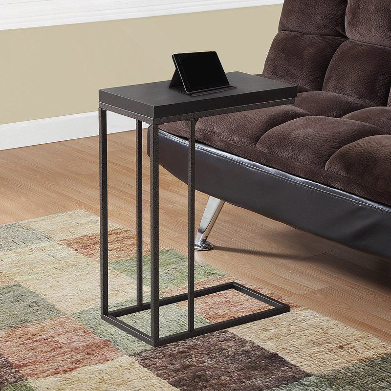  Donohue End Table, Side Table, Accent Table, Metal Side Table, Modern End Table, For Living Room, Espresso Wood/Black