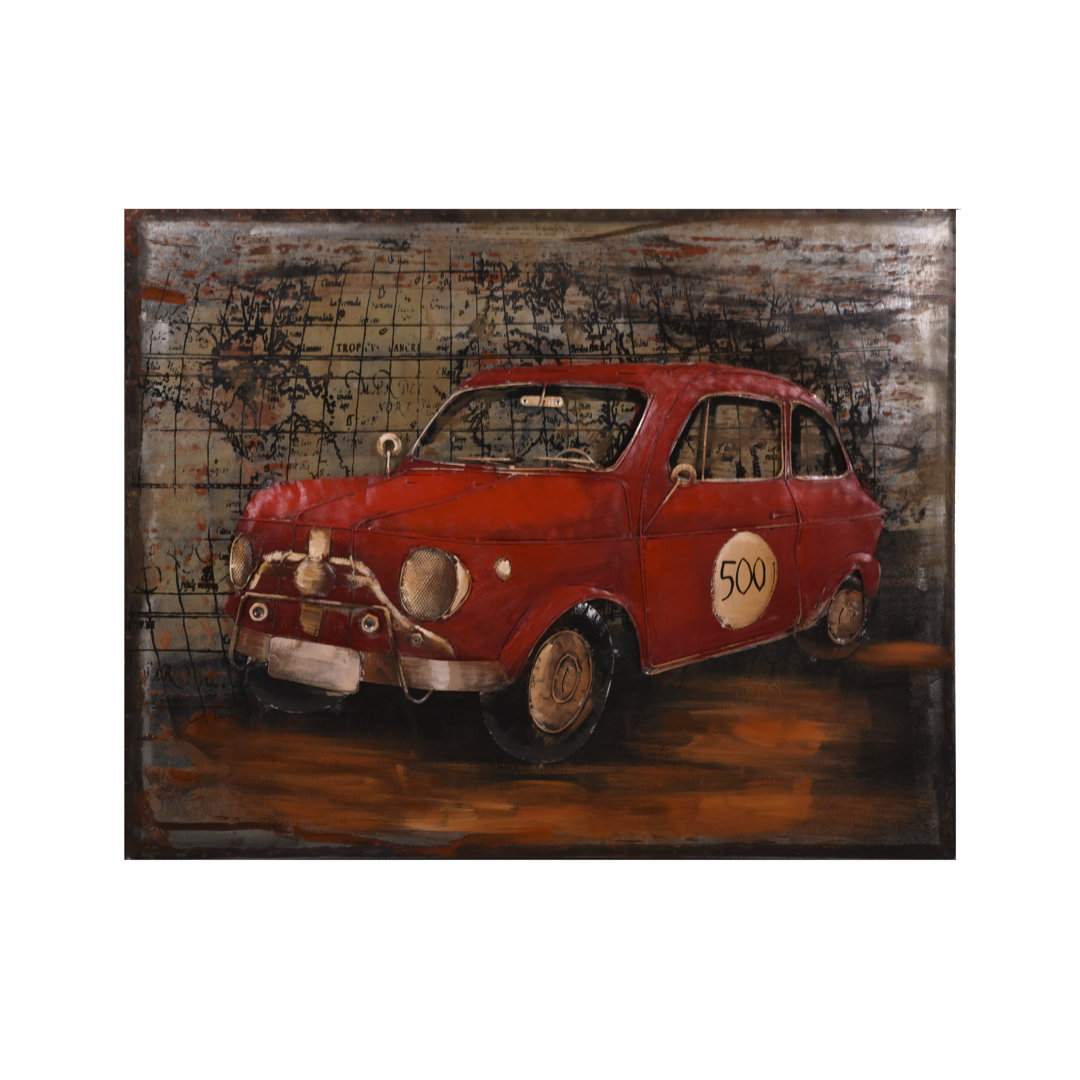 3D Metallbild Rotes Auto